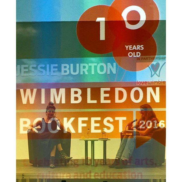 Opening night, opening event @wimbookfest @jessieburton interviewed by @missjennifer Brilliant books, brilliant interview #LoveWimbledon  #ladywimbledon #bookfest10